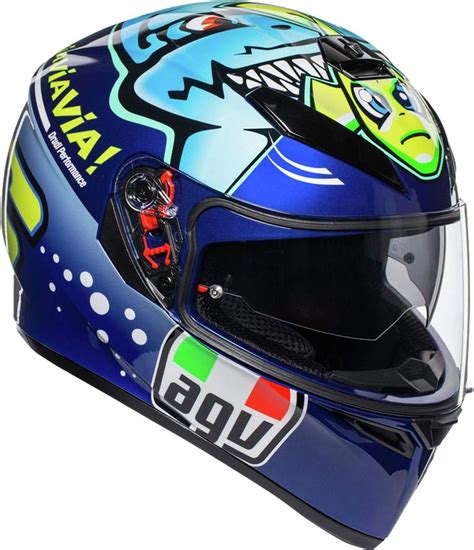 Agv Unisex Adult Full Face Helmet Blue Medium Chrome Helmet