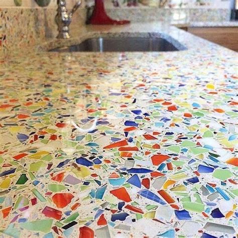 Broken Plate Mosaic Counter Top Glass Countertops Recycled Glass Countertops Glass