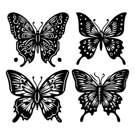 Premium Vector Set Of Butterfly Silhouettes Isolated On A White