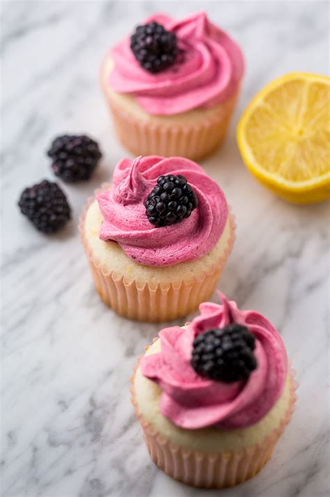 Lemon Cupcakes With Blackberry Buttercream Baker By Nature