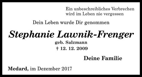 Traueranzeigen Von Stephanie Lawnik Frenger Rz Trauer De