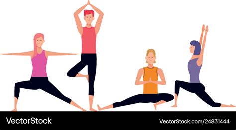 People Yoga Poses Royalty Free Vector Image Vectorstock