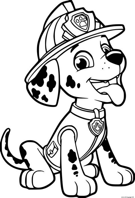 Naughty Marshall From Paw Patrol Coloring Page Printable