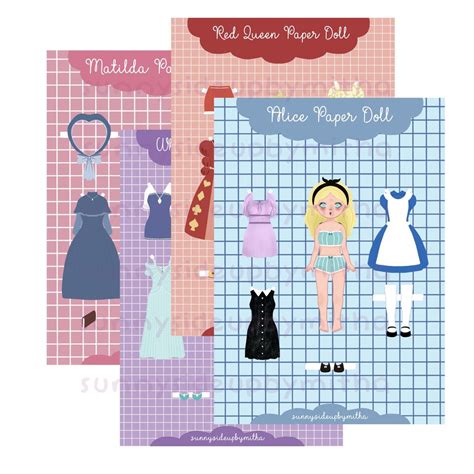 Printable Digital Alice In Wonderland Paper Doll Korean Paper Doll Dress Up Doll Cute Kawaii