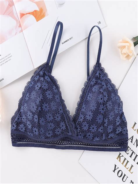 Women Floral Lace Bralette Padded Breathable Sexy Lace Bra