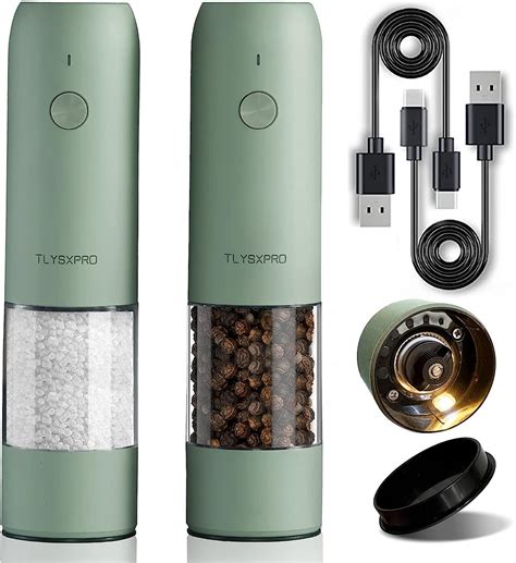 Electric Salt And Pepper Grinder Set Usb Rechargeable Automatic Salt