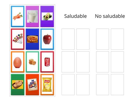 Alimentos Saludables Y No Saludables Ordenar Por Grupo