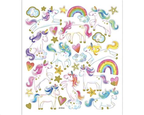 Unicorn Stickers Sheet With Gold Metallic Embellishment Etsy UK