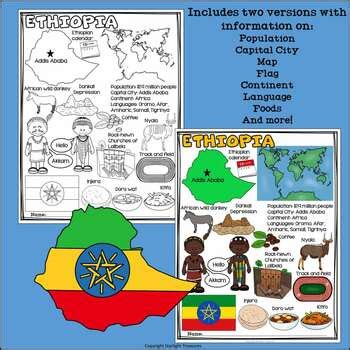 Ethiopia Fact Sheet For Early Readers By Starlight Treasures TPT