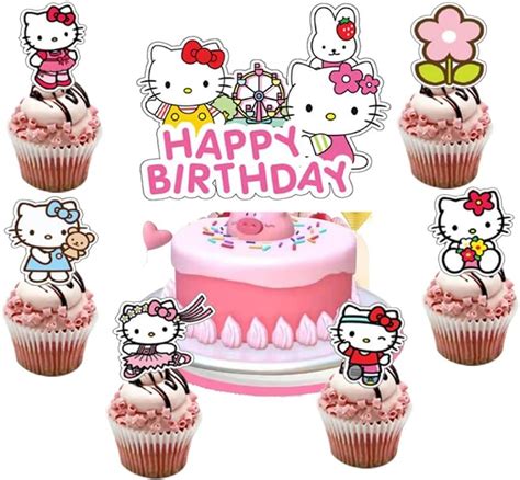 25pcs Hello Kitty Cake Toppers Cupcake Toppers Cake Decorationshello Kitty Birthday