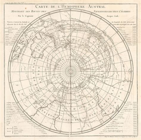 Carte De L Hemisphere Austral Montrant Les Routes Des Navigateurs Les