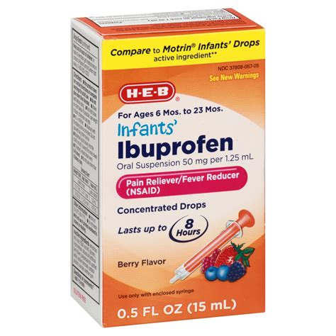 H E B Infants Ibuprofen Mg Drops For Ages Mos To Mos Berry