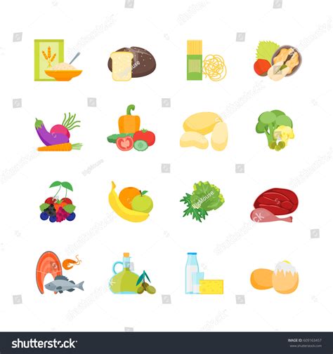 Cartoon Color Healthy Food Set Nutrition Stock Vector Royalty Free