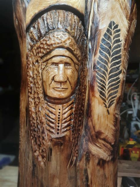 Mavin Wood Spirit Carving Chainsaw Tree Spirit Native American Indian