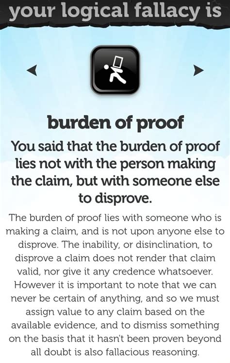 Your Logical Fallacy Is Burden Of Proof You Said That The Burden Of