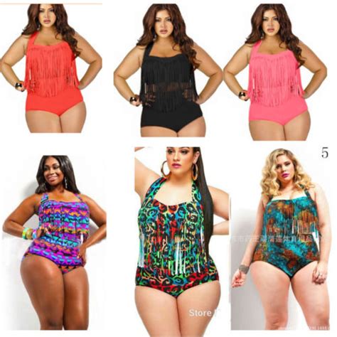 Women Sexy Plus Size Swimwear Bikini Set High Waist Bathing Suit