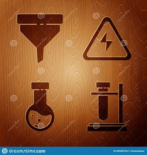 Set Test Tube Flask On Stand Funnel Or Filter Test Tube And Flask