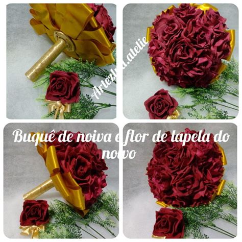 Buqu De Noiva Vermelho Marsala Flor Do Noivo Casamento Elo