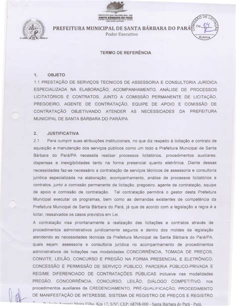 TERMO DE REFERENCIA assinado Prefeitura Municipal de Santa Bárbara do