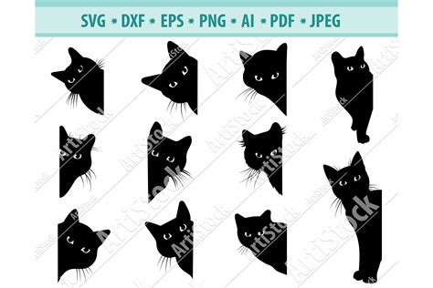 Cat SVG Black Cat Svg Peeking Cats Clipart Dxf Png Eps 413489