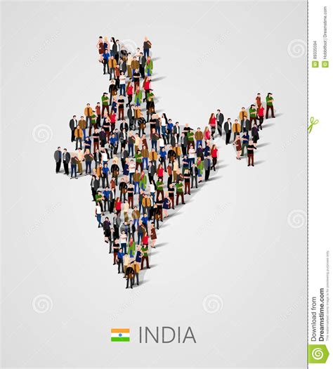 Large group of people in India map form. Population of India or ...