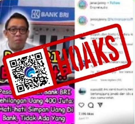 HOAKS Nasabah BRI Kehilangan Uang Rp400 Juta Karena BRI Bangkrut