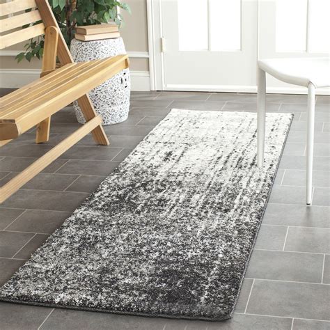 Safavieh Retro Modern Abstract Black Light Grey Runner Rug 23 X 21