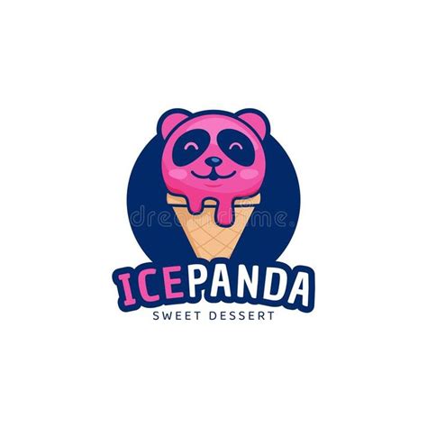 Illustration about Ice cream cone panda logo, ice cream with panda head icon logo illustration ...