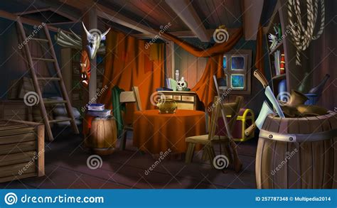 Basement Of A Fairy Tale Witch Illustration Stock Illustration