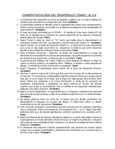 Examen Psicologia Del Desarrollo Pdf