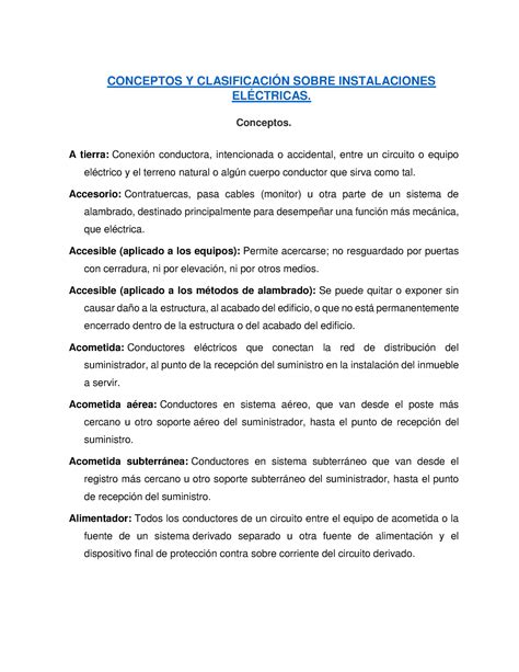 Conceptos Y Clasificaci N Sobre Instalaciones El Ctricas Conceptos Y