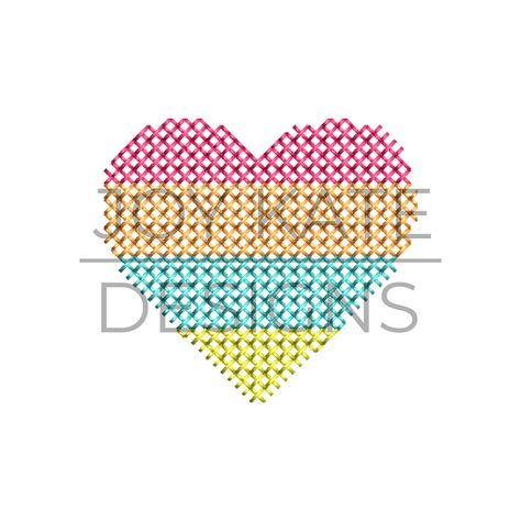 Striped Heart Mini Cross Stitch Embroidery Design Joy Kate Designs