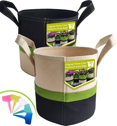 Magarz 2 Pack 6 Gallon Fabric Flower Pots Garden Felt Grow