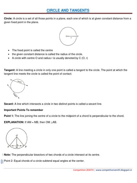 Circle and Tangents | PDF | Circle | Perpendicular