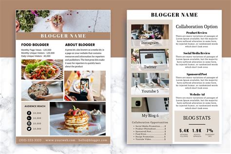 Business Food Blogger Media Kit Template