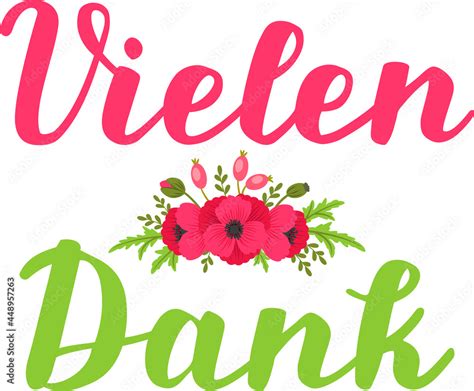 Vielen Dank Hand Drawn Vector Lettering In German In English Means