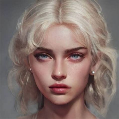 A Woman With Blonde Hair And Blue Eyes Is Shown In This Digital