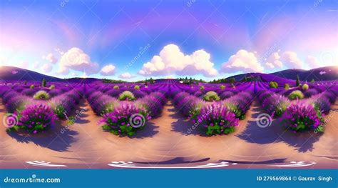 Violet Bliss Ai Generated Field Of Blooming Meadows Stock Illustration