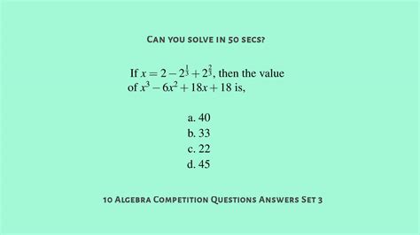 MCQ Algebra Questions Set 3 For SSC CGL SureSolv