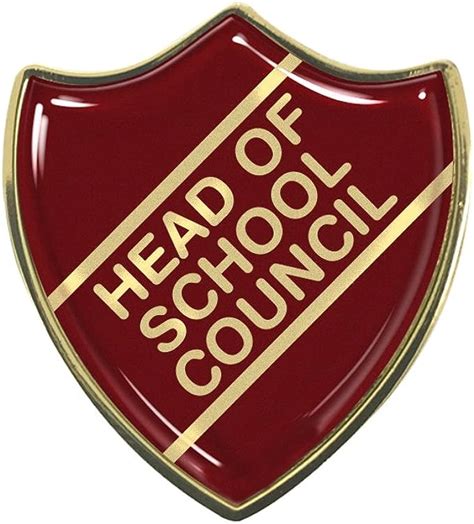 Head Of School Council Gel Domed School Shield Badge Burgundy