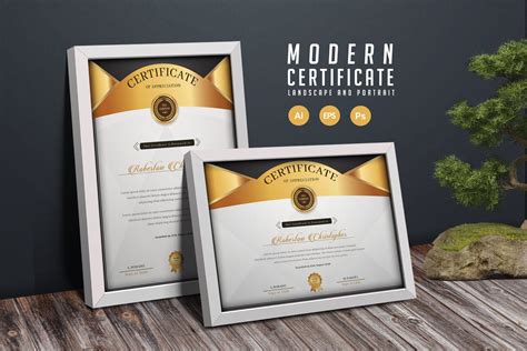 138 Modern Certificate Template Illustrator Templates Creative Market