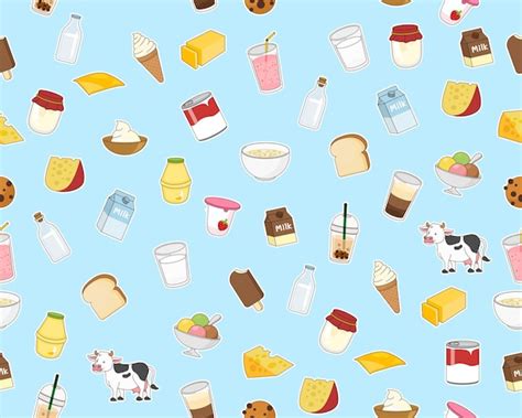 Premium Vector Vector Flat Seamless Texture Pattern Milk Dairy Product