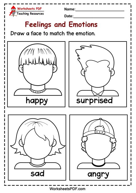 Worksheets Pdf Draw A Face To Match The Emotion Facebook