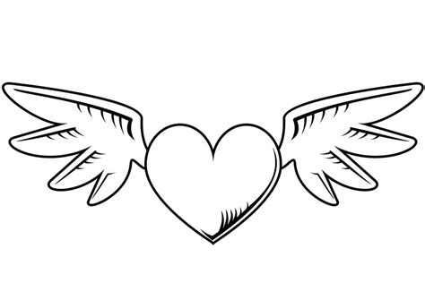 Heart with Wings coloring page - Download, Print or Color Online for Free