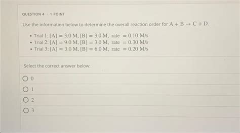 Solved Use The Information Below To Determine The Overall Chegg