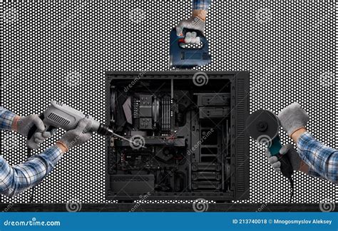 Repairs Broken Desktop Computer Inside Stock Photo Image Of