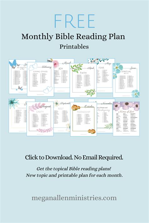 FREE Printable Monthly Bible Reading Plan