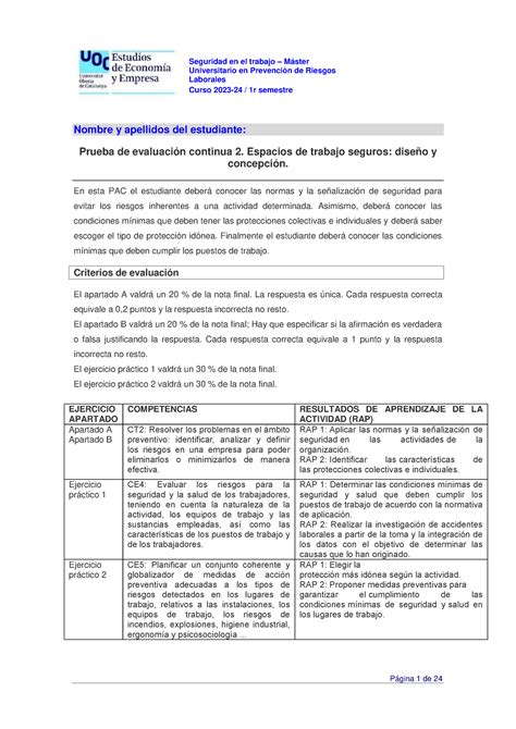 Solución PEC2 PRL IBE2023 1 Seguridad en el trabajo Máster