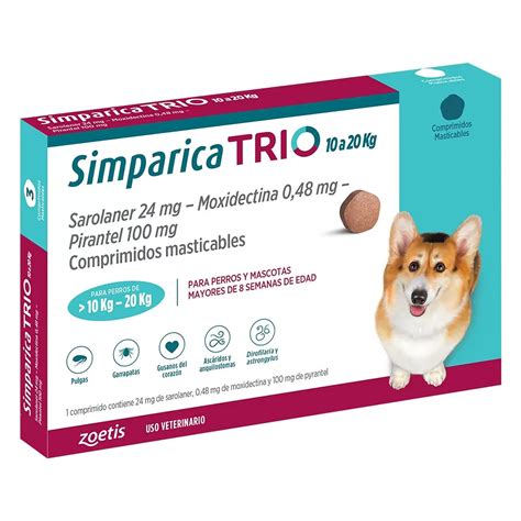 Simparica Trio 10kg A 20kg 3 Comprimidos