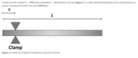 Solved A Metal Rod With A Length L 152 8 Cm Is Clamped Chegg